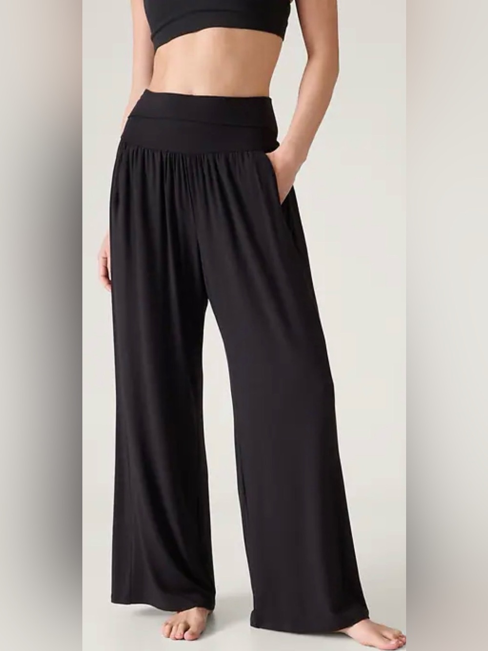 Athleta Studio Wide Leg Pant Black Size Large